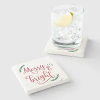 merry and bright Christmas Holiday Stone Coaster