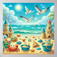 Colorful Beach Nursery Poster