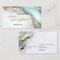 Mother of Pearl  Teal Gold Fluid Alcohol Ink Business Card
