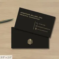 Simple Professional Black and Gold Business Card