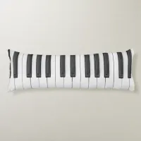 Piano Keyboard Musician Black and White Body Pillow