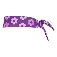 Pretty Purple Flower Pattern Tie Headband
