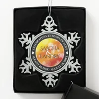 Elegant 16th 23rd Topaz Wedding Anniversary Snowflake Pewter Christmas Ornament