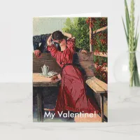 Vintage Valentines Couple Kissing Card