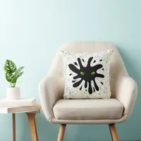 Cat Eyes looking out a Black Blob Throw Pillow