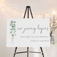 Modern Eucalyptus Journey Begins Welcome Wedding Foam Board