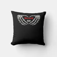 Skeleton Hands Folded In A Heart Funny Halloween Throw Pillow