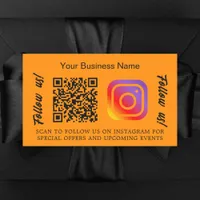 Orange business name qr code Instagram Rectangular Sticker