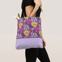 Stained Glass Abstract Purple Yellow Pink Tote Bag