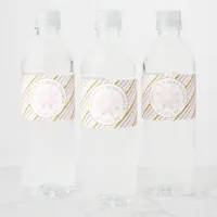 Blush Pink Snowflake Winter Water Bottle Label