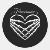 Forevermore Skeleton Hands Heart Gothic Romance Classic Round Sticker