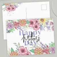 Vibrant Elegant Flowers Leaves Mother's Day Postcard