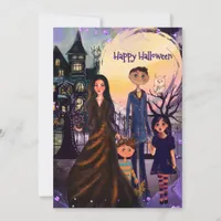 Our Haunted Home" Purple Moonlight Halloween  Holiday Card