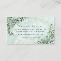 Elegant Marble Eucalyptus Greenery Wedding Website Enclosure Card