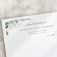 Eucalyptus Family Funeral Return Address Label