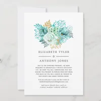 Mint and Gold Floral Reduced Wedding Guest List Announcement