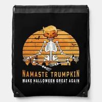 Namaste Trumpkin Make Halloween Great Again Medita Drawstring Bag
