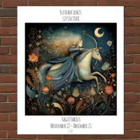 Sagittarius Zodiac Astrology Name & Birthday Poster