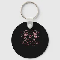 Skeletons Holding Hands Heart Valentines Day Desig Keychain