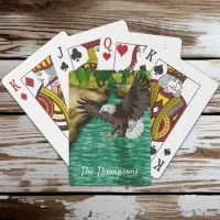 Eagle Flying Over River and Mountains Personalized Poker Cards