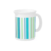 Aqua Blue Green Beach Color Stripes Beverage Pitcher