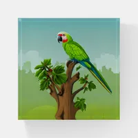 Cute AI Generated Green Parrot Paperweight