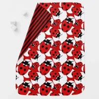 Cute Ladybugs Black, Red and White Patterned Baby Blanket