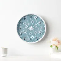 Southwest Turquoise Geometric Snowflake Framed Clock