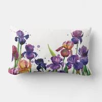 Watercolor Iris Lumbar Pillow