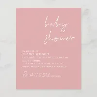 Budget Simple Pink Modern Baby Shower Invitation