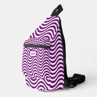 Monogram Purple White Wavy Stripes Psychedelic Sling Bag