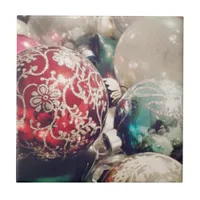 Vintage Christmas ornaments still life Tile