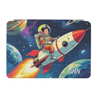 Little Boy on a Rocket Ship Flying through Space iPad Mini Cover