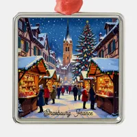 Strasbourg, France Christmas Market Holiday Metal Ornament