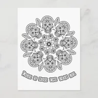 Day of the Dead Mandala Coloring Activity Postcard