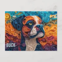 Boxer Paper Quilling Art dOG Portrait Postcard