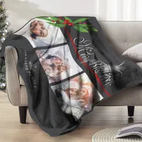 Merry Berry Bright Christmas Three Photo ID591 Fleece Blanket