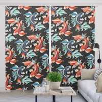 Red & Blue Koi Prosperity Yin Yang Blackout Curtains