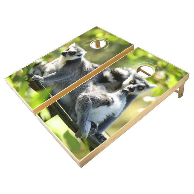 Funny Surprised Lemurs of Madagascar Cornhole Set