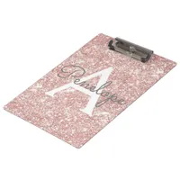 Rose Gold Glitter Monogram Clipboard