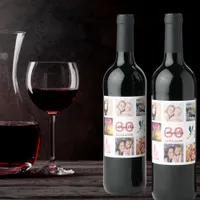 30th birthday party photo collage wine label