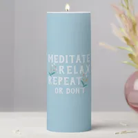 Funny Meditation Mantra | Purple Zen Decor Pillar Candle