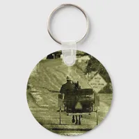 Horse and Buggy Sepia Grunge Keychain