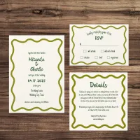 Handwritten Whimsical Wavy Border Fun Wedding  Invitation