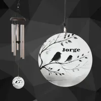 Monogram Simple Black and White Birds in Trees |  Wind Chime