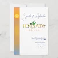 Tropical Beach Sunset Honeymoon Fund Couple Shower Thank You Card