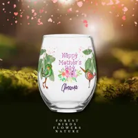 Pretty Birds for Mother's Day Stemless Wine Glass