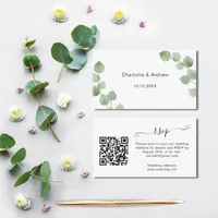 Eucalyptus wedding response website QR code RSVP Enclosure Card