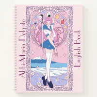 Japan Pink Anime Schoolgirl English School Notebook