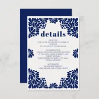 Mexican Navy Blue Talavera Wedding Enclosure Card